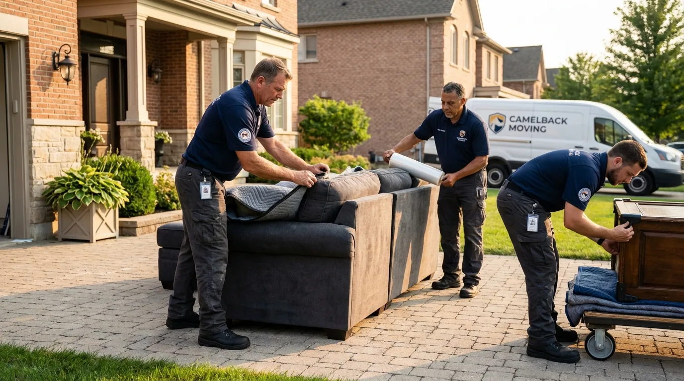 Large estate moving crew wrapping furniture in Indian Hills, CO