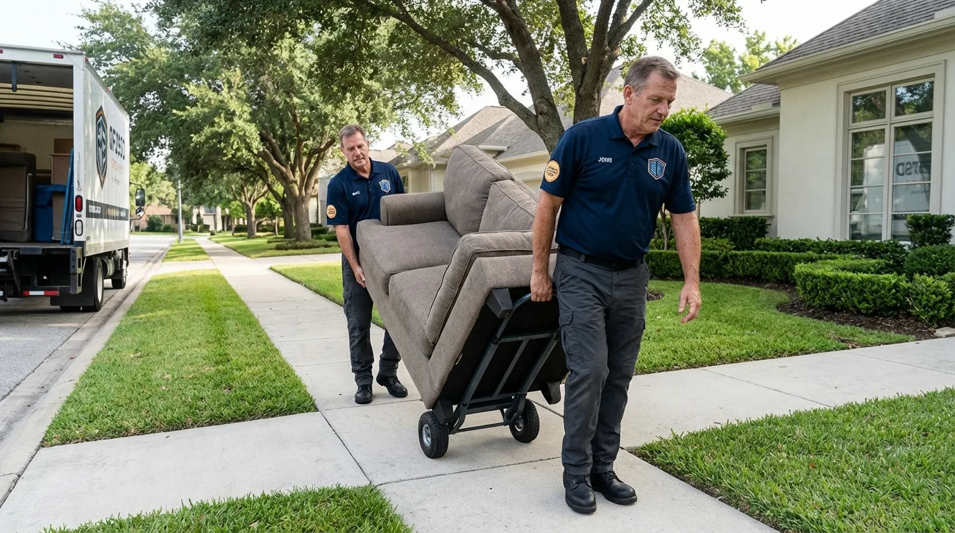 Local residential moving crew loading furniture in Indian Hills, CO