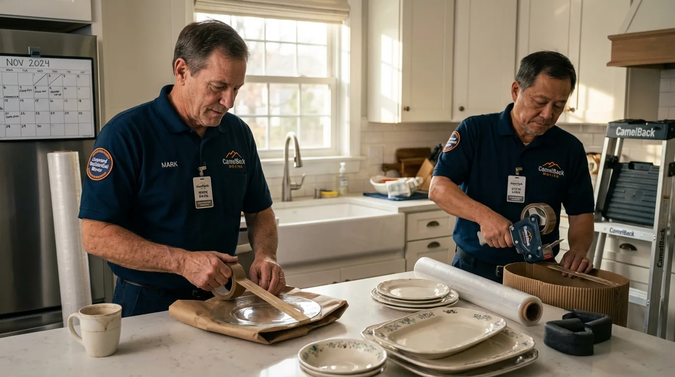 Professional crew packing kitchen dishware in Indian Hills, CO